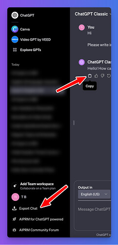 Export Chat or Copy message
