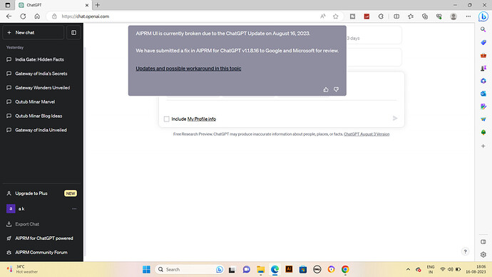 [SOLVED IN 1.1.8.16] AIPRM UI Broken By ChatGPT Update August 16, 2023 ...