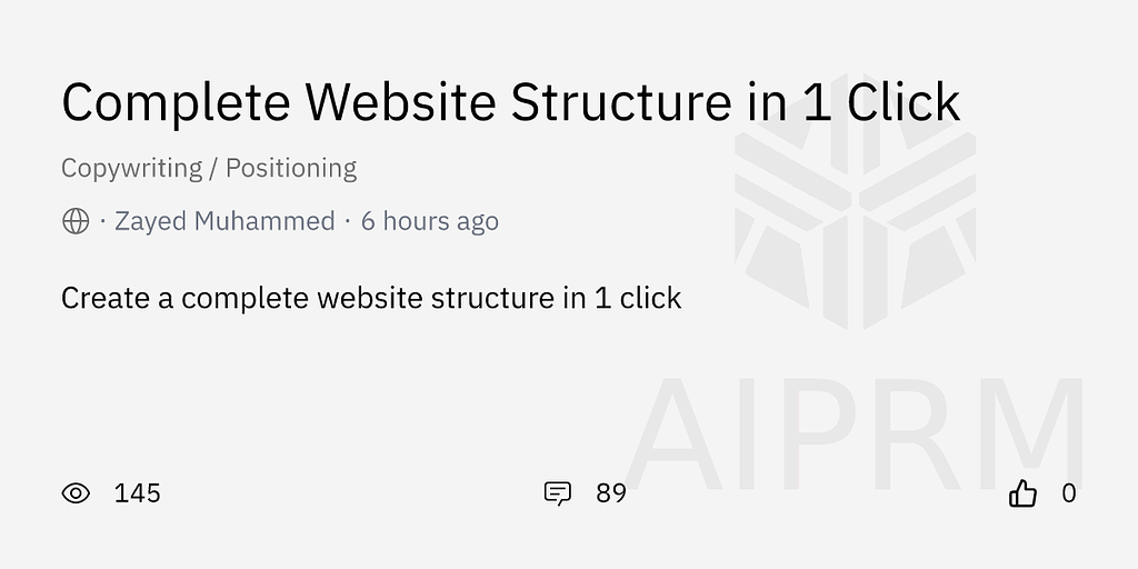 Complete Website Structure In Click Promote Your AIPRM Prompt AIPRM Community Forum