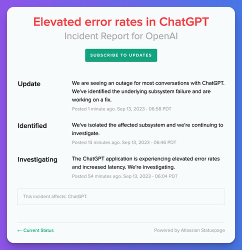 Outage for most conversations with ChatGPT
