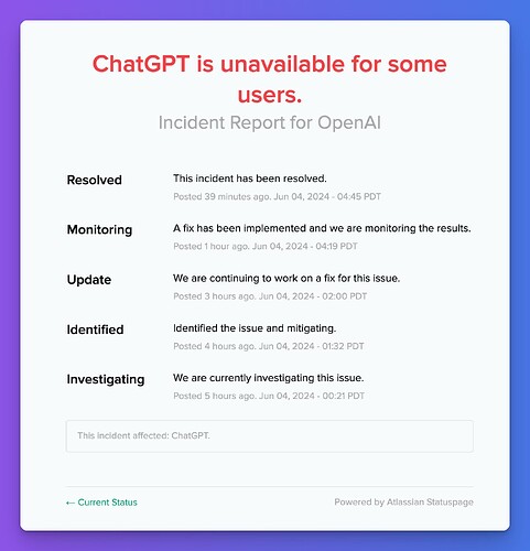 ChatGPT was unavailable for some users